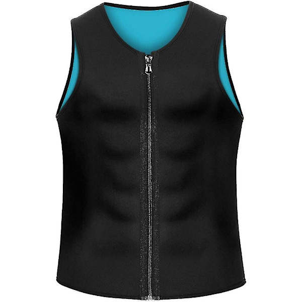 Kroppsformare för män Dragkedja Bastuväst Polymer Waist trainer Slimming-bälte Fitness Top Buken Workout Shapewear,02 European Size XXXL