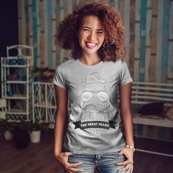 Hippie Skägg Mode T-shirt för kvinnor M