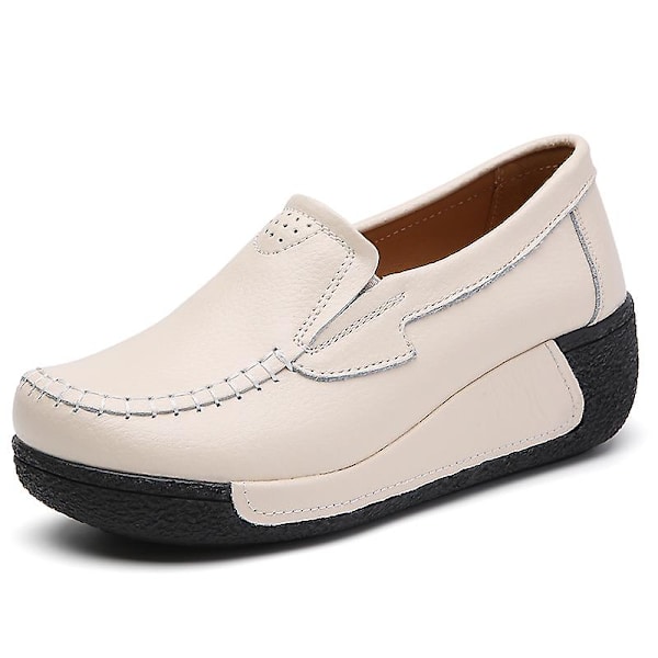 Damskor för casual Loaferskor Mammaskor 3A5588 Beige 42