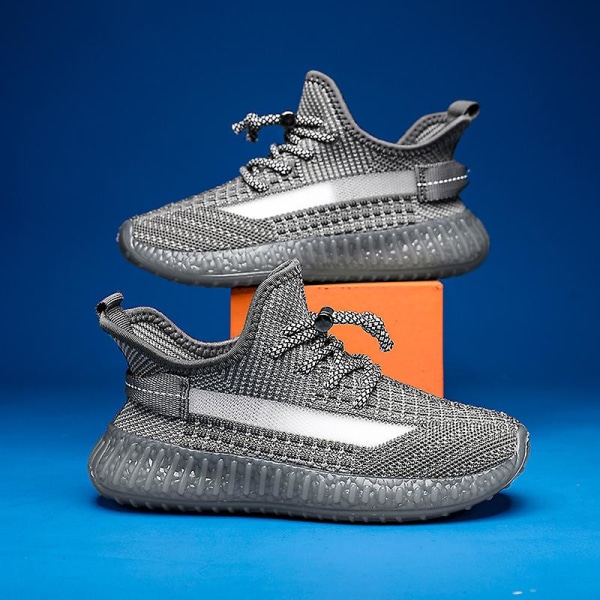 Barn Sneakers Andas löparskor Mode Pojkar Flickor Sportskor C08 Gray 30