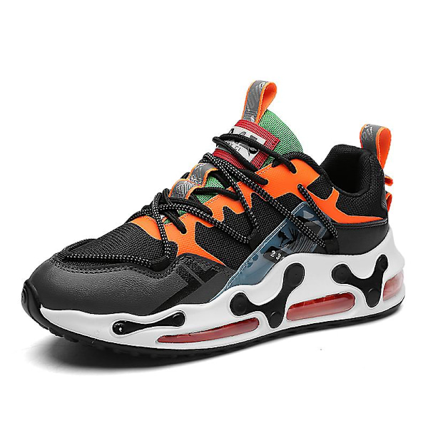 Herrsneakers Andningsluftkudde Sportlöparskor 1658 BlackOrange 45