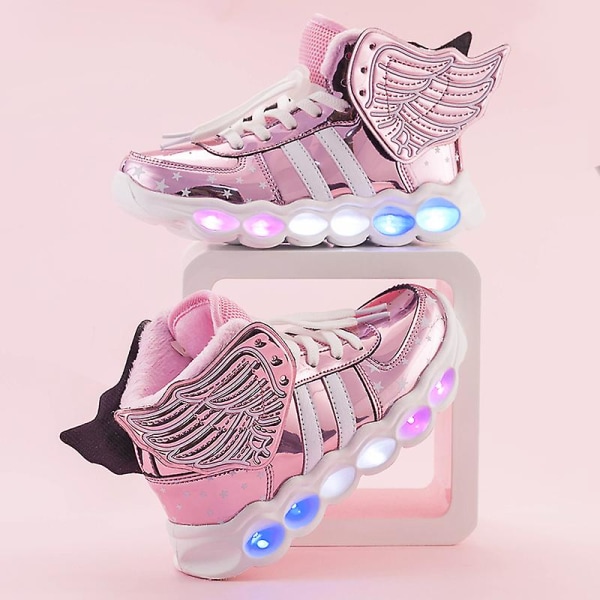 Sneakers för barn Pojkar Flickor Led Light Shoes Löparskor 1608 Pink 25
