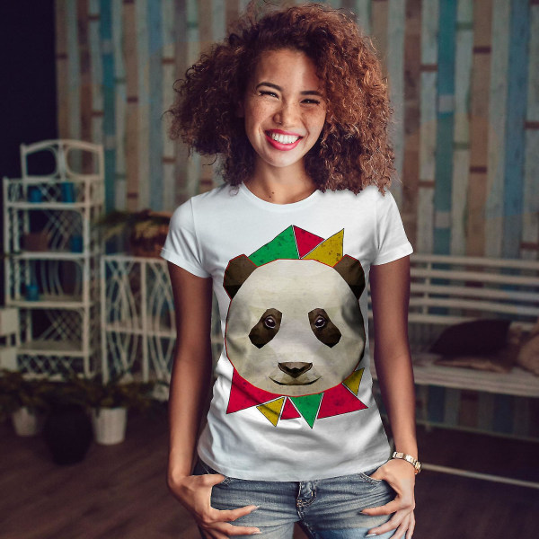 Geometrisk konst Panda T-shirt för kvinnor M