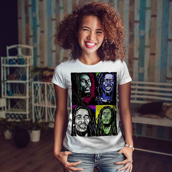 Bob Marley Vokalist Whitet-shirt för kvinnor M