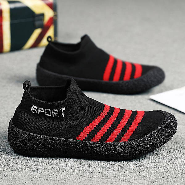 Herr Sport Löparskor Lättvikts Fitness Yoga Strumpor Sneaker Fr8202 BlackRed 43