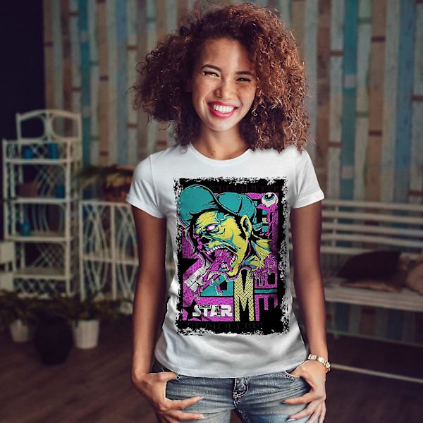 Star Creepy Urban Zombie Whitet-shirt för kvinnor M