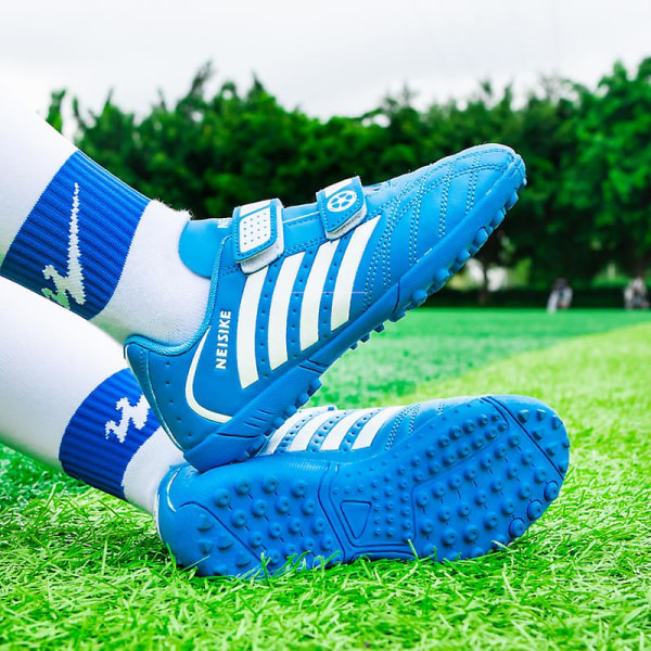 Fotbollsskor för barn Utomhussport Spikes Träning Fotbollsskor Sport Sneakers 167 Blue 29