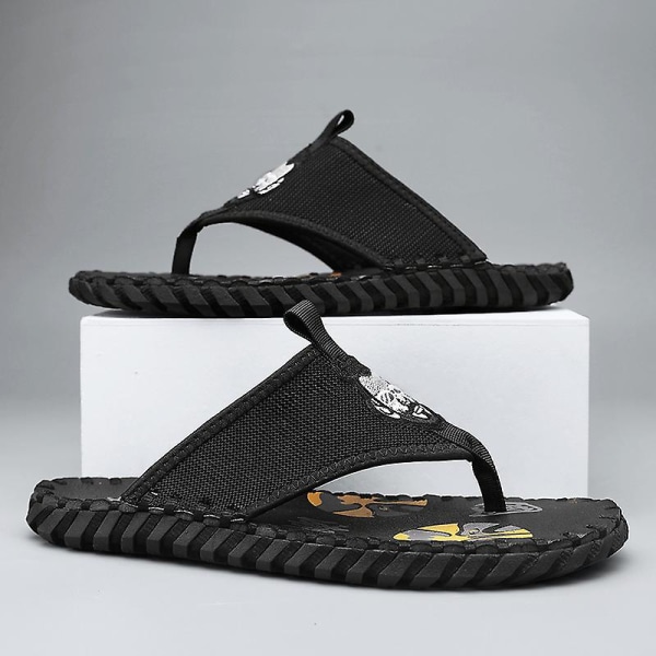 Herrflip-flops stringtrosor Sandaler Komforttofflor för stranden 3C6888 Black 40