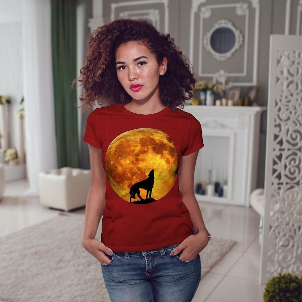 Wolf Nature Moon Animal Women T-shirt L