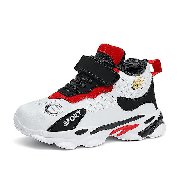 Barn Basketskor Mode Pojkar Flickor Sneakers Andas Sportskor X201 BlackWhite 32