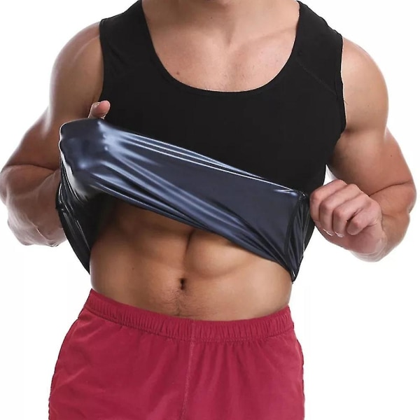 Män Neopren Shapewear Sweat Bastuväst Kroppsformare Waist trainer Slimming Väst Linne Underkläder Träningsskjorta,silve L XL