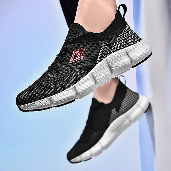 Casual bekväma sneakers som andas löparskor för män 220 Black 41