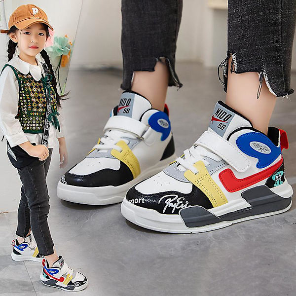 Pojkar Flicksneakers Andas Skateboarding Skor Barn Löparskor 551 Black 27