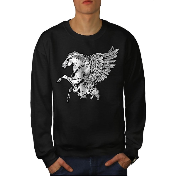 Fantasy Pegasus Horse Män Blacksweatshirt | Wellcoda S