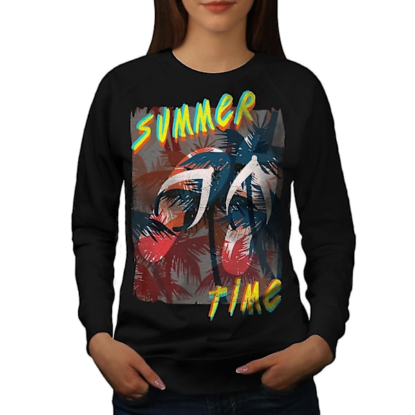 Summer Time Palm Women Blacksweatshirt | Wellcoda M