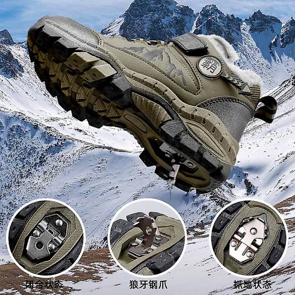 Pojkar Snow Boots Vinter Vattentät Antisladd Stövlar Vandring Outdoor Skor För Barn X858 Green 34