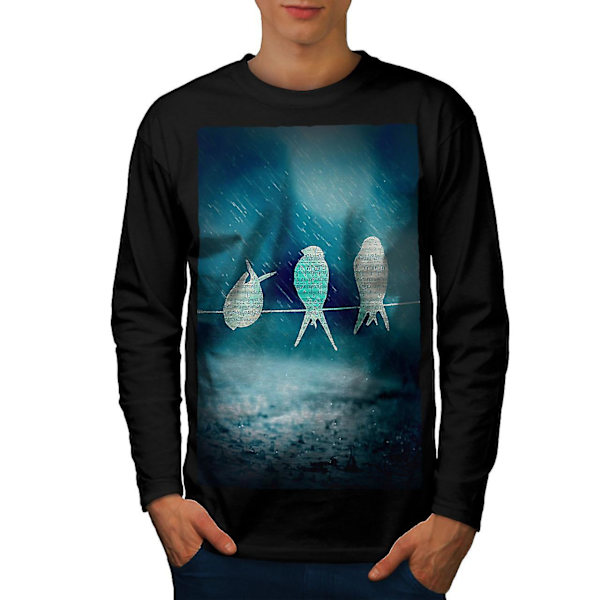 Bird Notes Piano Herr långärmad T-shirt 3XL