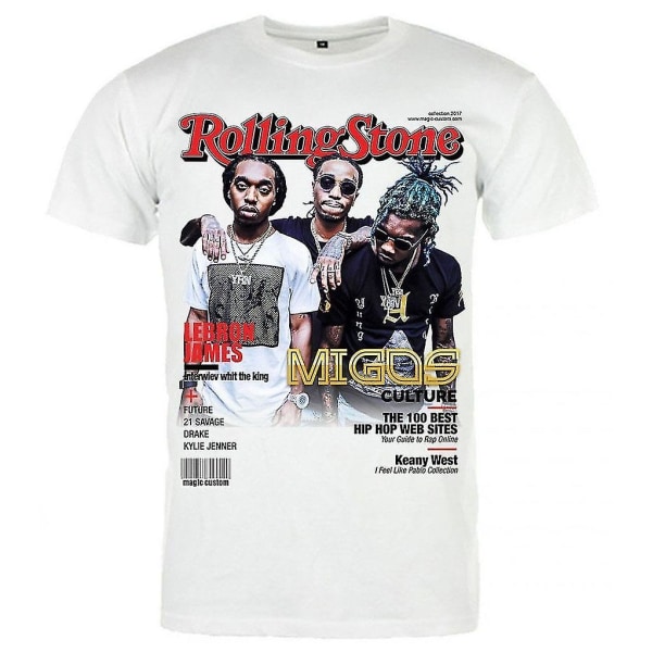 Migos T-shirt Blanc Migos Rolling Stones Cover Mag XXXL