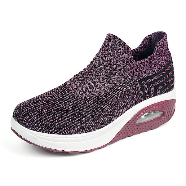 Dam Walking Shoes Slip On Sock Sneakers Lady Girls Nurse Mesh Air Cushion Plattform Loafers Mode Casual, Lila 40