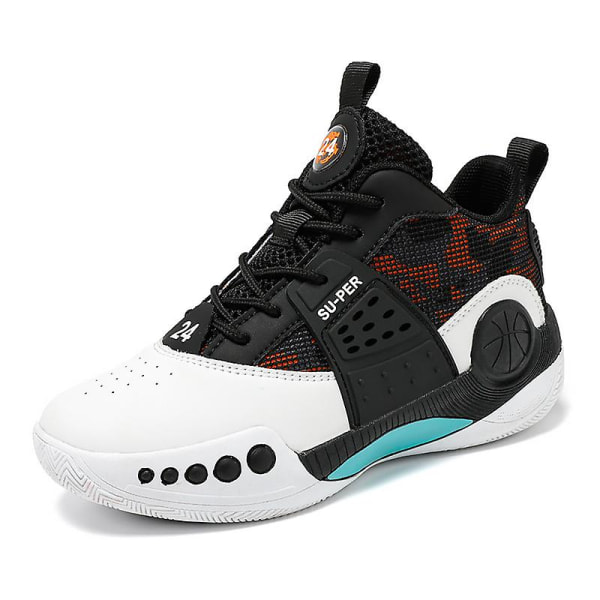 Barn Basketskor Mode Halkfria sneakers Andas Pojkar Flickor Sportskor 7062 BlackWhite 33