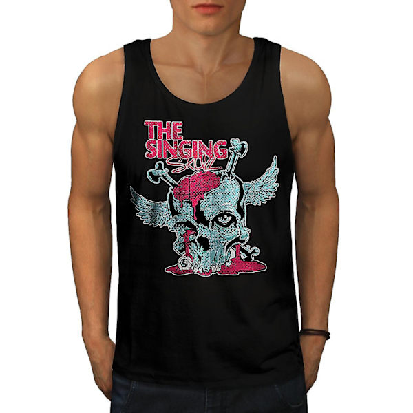 Singing Soul Brain Skull Men Blacktank Top | Wellcoda M