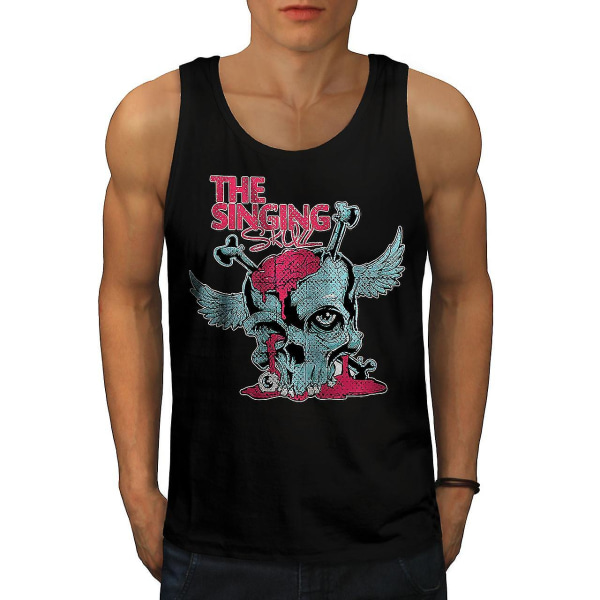 Singing Soul Brain Skull Men Blacktank Top | Wellcoda S