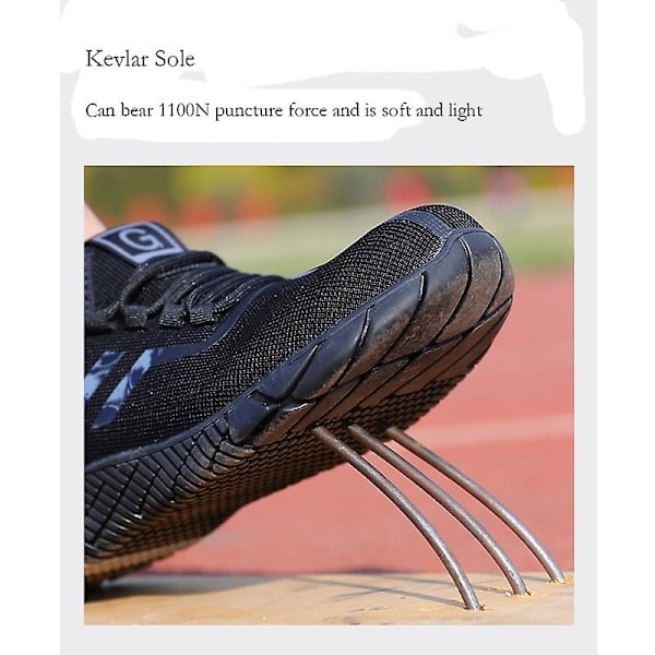 Lätta, punkteringsbeständiga, skyddsarbetsskor för män Sneakers 3C3019 BlackRed 41