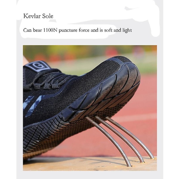 Lätta, punkteringsbeständiga, skyddsarbetsskor för män Sneakers 3C3019 BlackRed 44