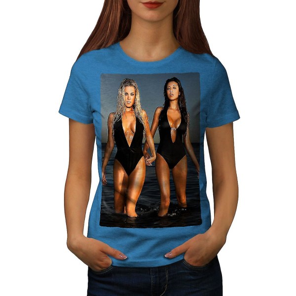 Hot Bikini Girl Sea Women Royal T-shirt XL