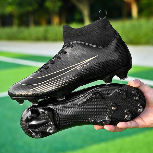 Fotbollsskor för män Höga fotbollsskor för vuxna Grästräning Sport Skor Sneakers 2Jz81A Black 41