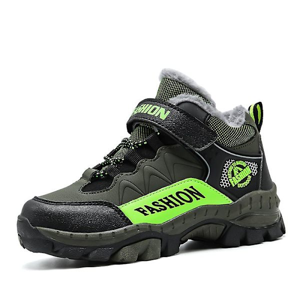 Barnsneakers Andas löparskor Mode Sportskor Vinter bomullsskor 878 Green 31