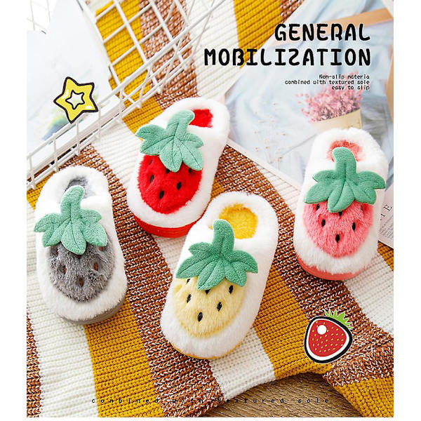 Barns bomullstofflor Pojkar Flickor Fleece tecknad bomullstofflor Gul Gray 26/27