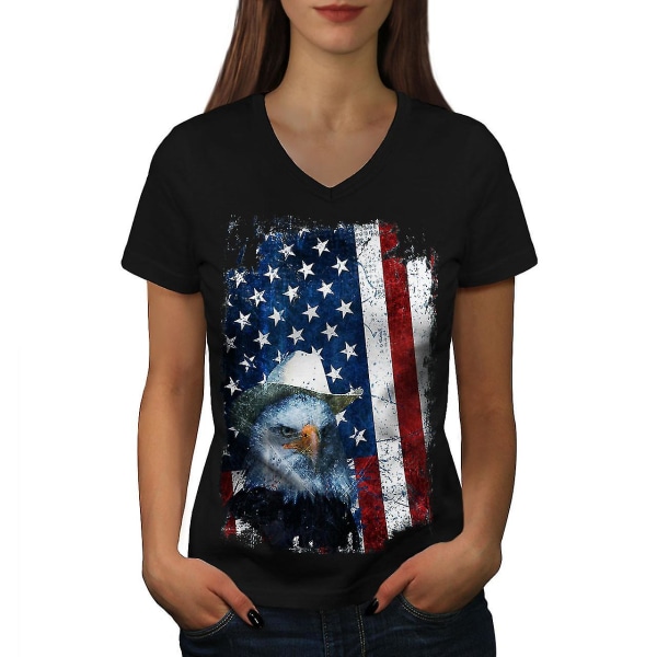Eagle Cowboy Hat Flagga kvinnor T-shirt M