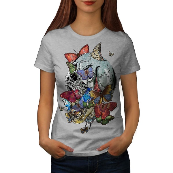 Skull Butterfly Head Art Women T-shirt XXL