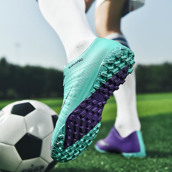 Fotbollsskor för män Fotbollsskor med hög ankel för vuxna Grästräning Sport Skor Sneakers 3B1769-1 BlackPurple 46