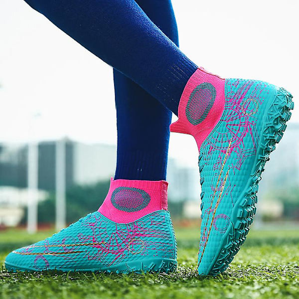Fotbollsskor för män Spikes Fotbollsskor för ungdomar Stövlar Athletic Sneaker 3C566-1 Cyan 44