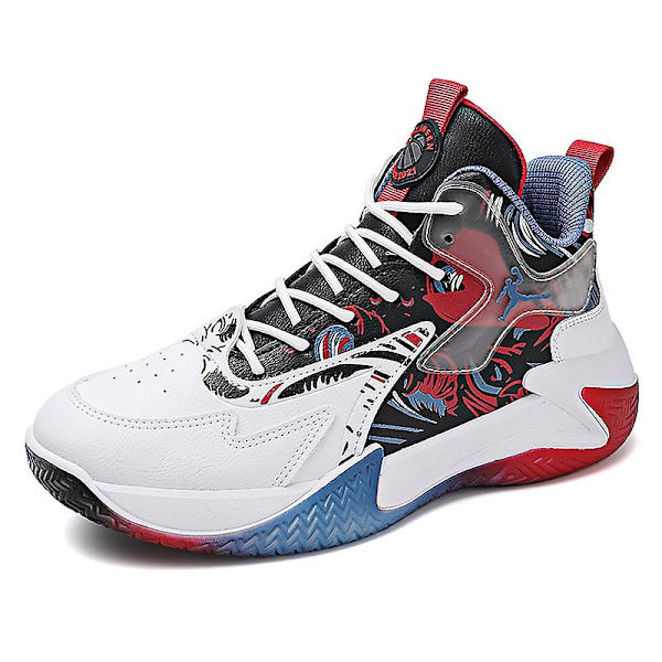 Basketskor för män Mode Halkfria sneakers Sportskor som andas Yjk801 WhiteRed 41