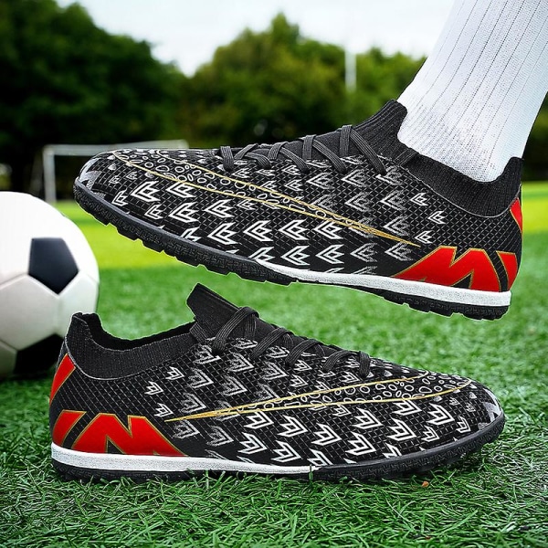 Fotbollsskor för män Halkfria fotbollsskor Klossar Gräs Fotbollssneakers 3C23003 Black 37