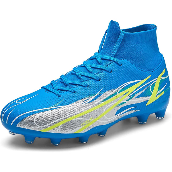 Fotbollsskor Herr Fotbollsskor för fast mark Utomhus Inomhus Atletiska fotbollsskor Professionell Futsal Training Sneakers-svarta Blue 40