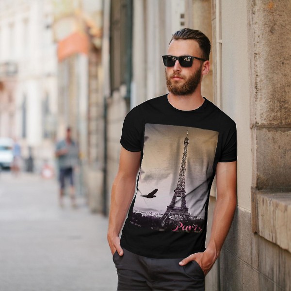 Paris Love Photo Men Blackt-shirt M