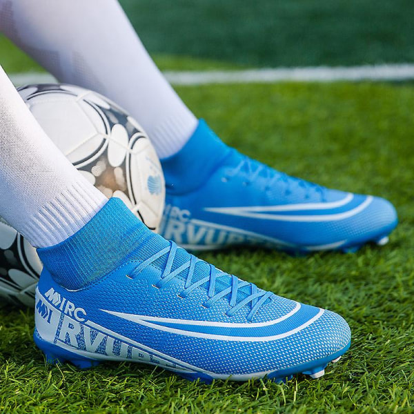 Fotbollsskor för män Halkfria fotbollsskor Klossar Gräs Fotbollssneakers Yj8508 Blue 35