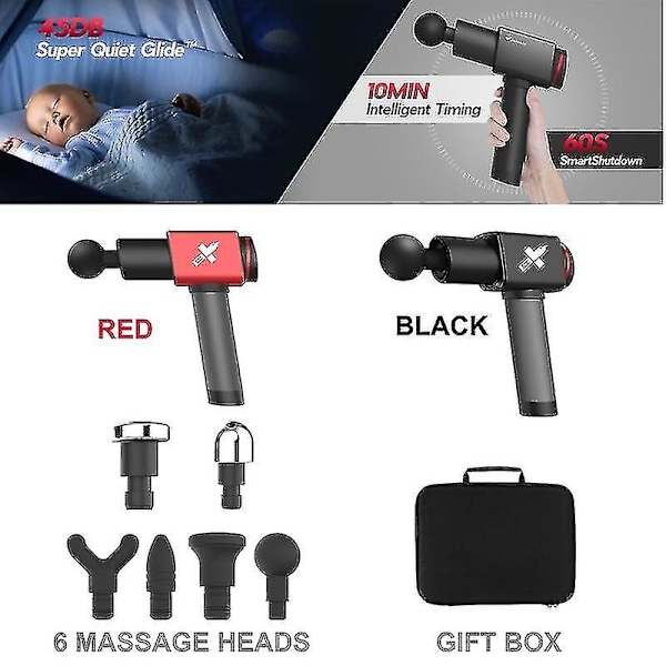 Supertyst massagepistol Muskelkropp Relax Massageapparat Sladdlös elektrisk handhållen Fitness Tools Vibrerande Fascia Gym Black Us plug