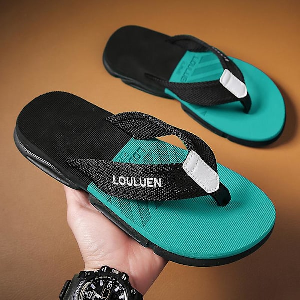 Herrtofflor Sommarmodeskor Halkfria strandsandaler l-226 BlackGreen 41