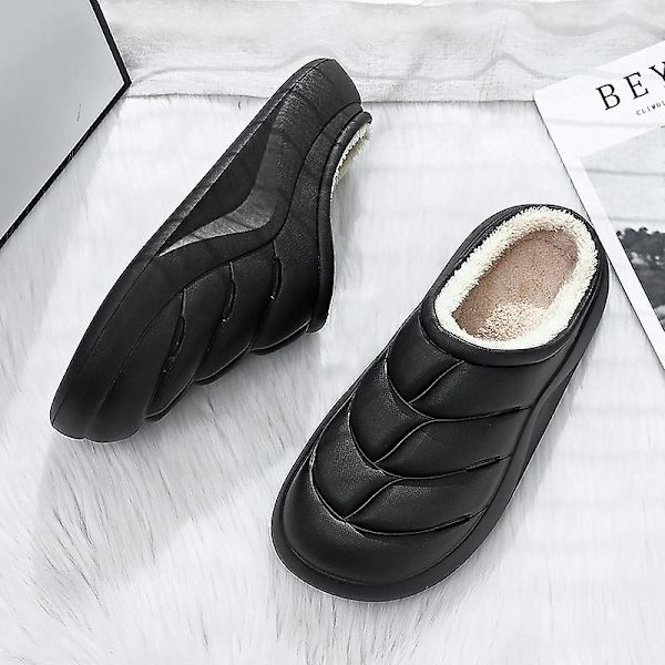 Herrtofflor för damer Varma vinterhusskor Inomhus utomhus hemmaskor 2L2883 Black 41