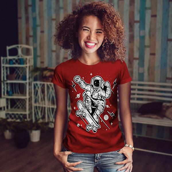 Space Man Kvinnor Röd T-shirt 3XL