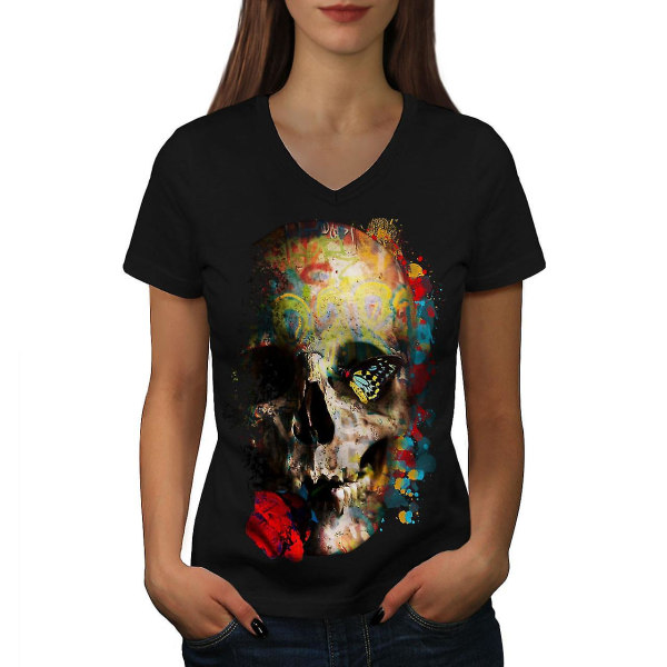 Skull Rose Art Women T-shirt M
