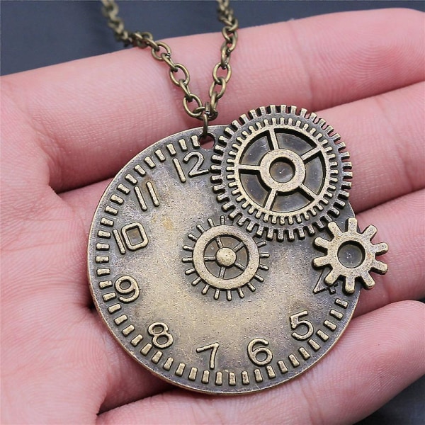 1 stycke 45X42mm Gear Clock Charms kvinnor kedja halsband sommargåva