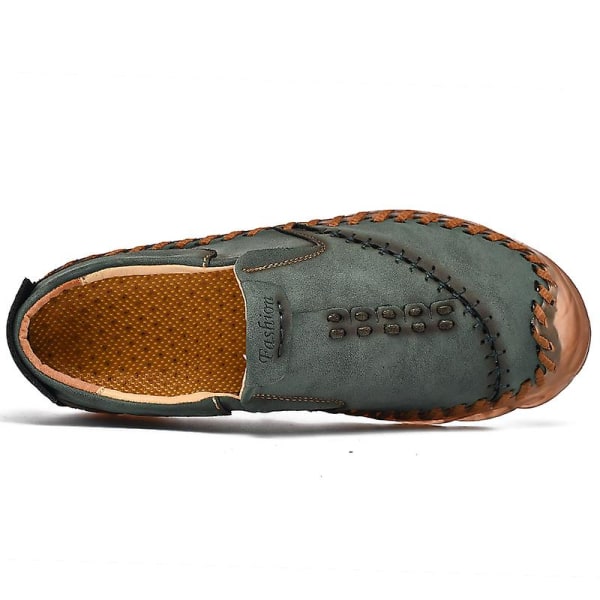 Casual för män Läder Loafers 3038 Green 42