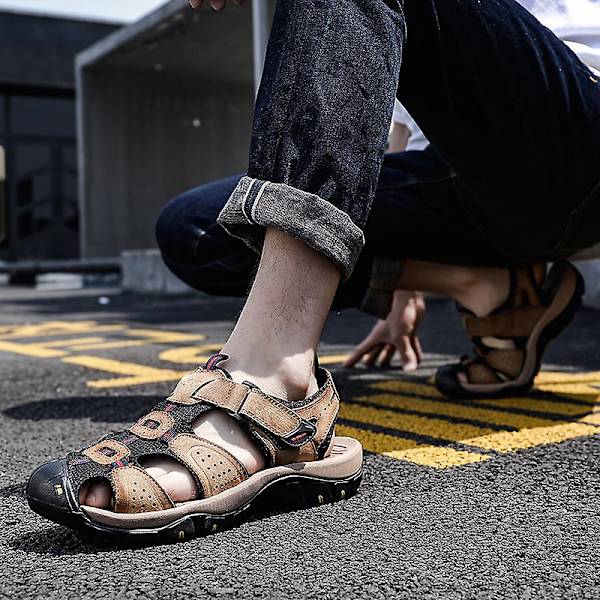 Strandtofflor för män Modesandaler Utomhus Halkfria inomhusskor 3B7257 Yellow 44