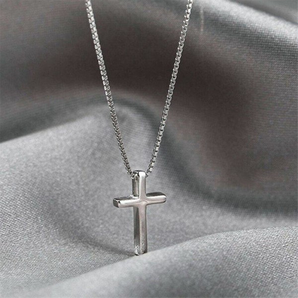 För kvinnors kedja halsband Tiny Cross hänge silverfärgade smycken gåvor